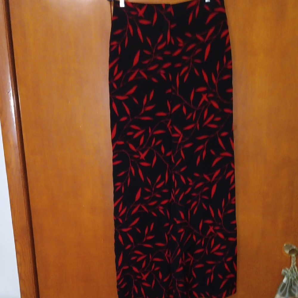 Diane Von Furstenberg Black and Red Wide Leg Pants